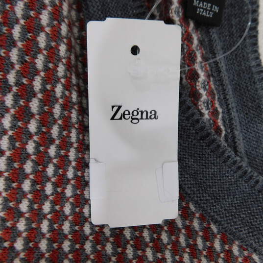Ermenegildo Zegna V-Neck Red Multicolor Men's Sweater NWT Size 58 with COA image number 7