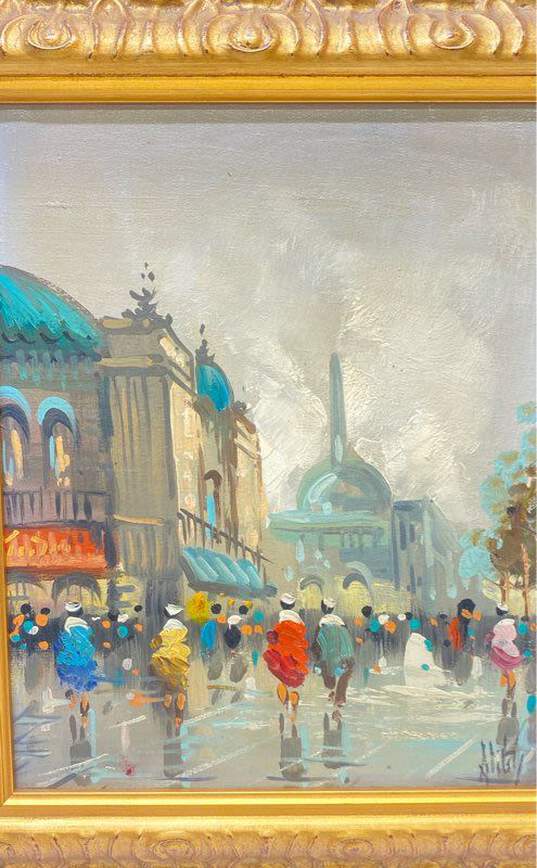 Original Paris Street Scene Oil on Board by Antonio Devity Signed. Framed image number 5