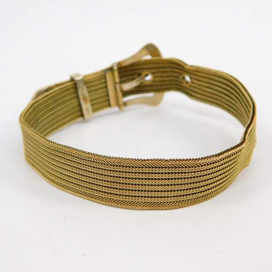 Vintage 14K Yellow Gold Mesh Chain Belt Buckle Bracelet 19.4g image number 4