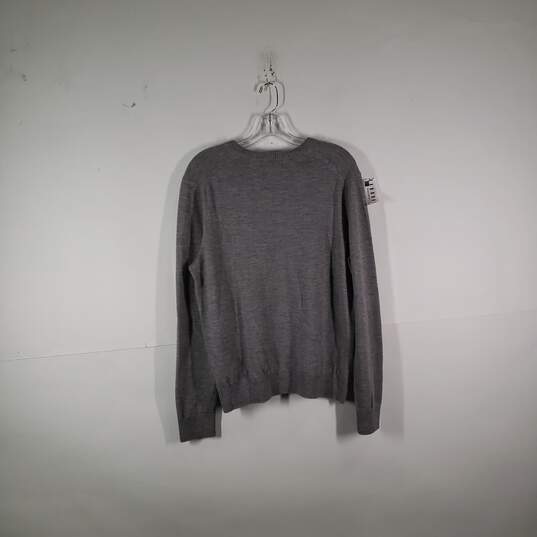 Mens Extra Fine Merino Wool Knitted V-Neck Long Sleeve Pullover Sweater Size L image number 2