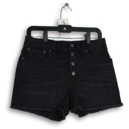 J. Crew Womens Black Denim Dark Wash High Rise Button Fly Cut-Off Shorts Size 27