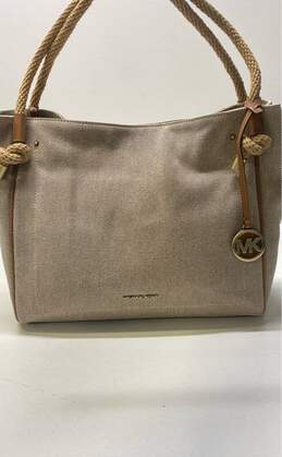 Michael Kors Isla Brown Leather Trim + Canvas Tote Bag (NWT)