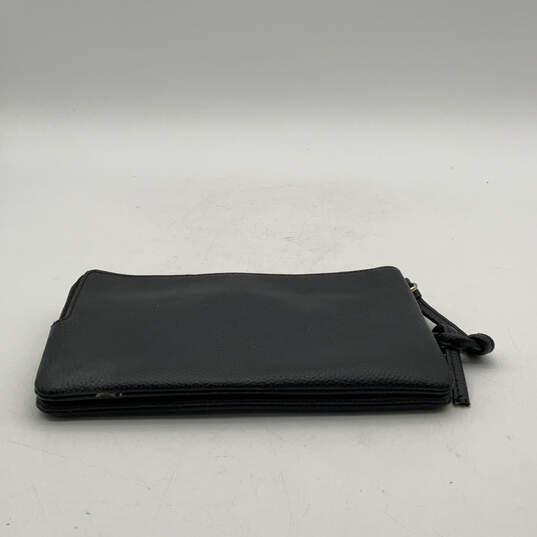 Womens Black Leather Double Corner Zipper Pockets Wristlet Wallet image number 3