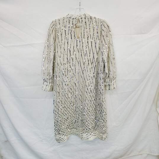 Vero Moda VM Crystal Birch Silver Sequin Embellished 2/4 Short Dress WM Size M NWT image number 2