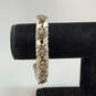 Designer J.Crew Gold-Tone Crystal Pave White Ribbon Wrapped Chain Bracelet image number 1
