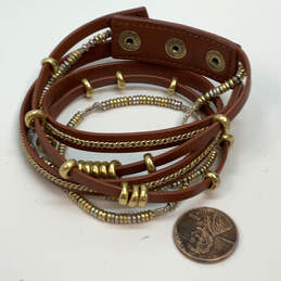 Designer Stella & Dot Maize Gold-Tone Leather Adjustable Wrap Bracelet alternative image