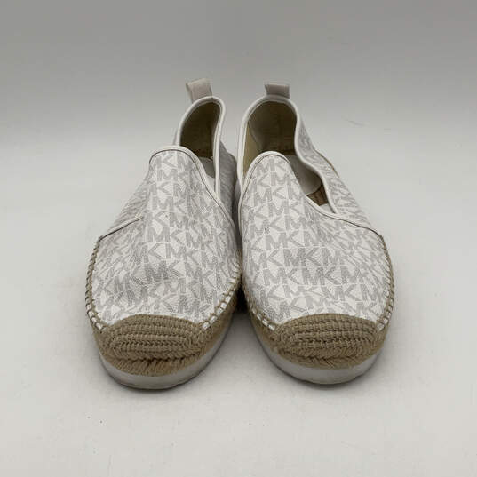 Womens White Monogram Round Toe Slip-On Espadrille Sneaker Shoes Size 10 image number 1