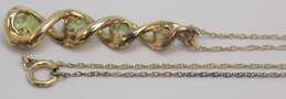 14K Yellow Gold Peridot Diamond Accent Spiral Pendant Necklace 3.2g