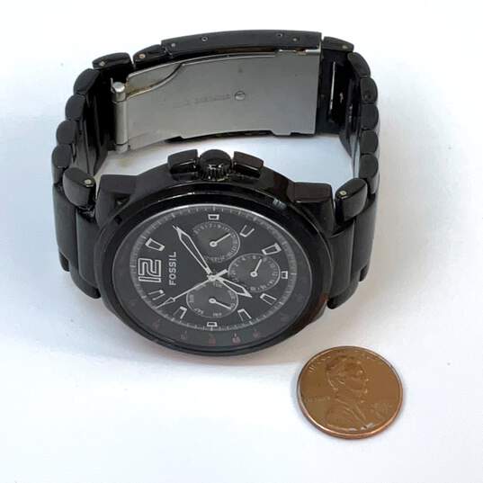 Designer Fossil FS-4123 Black Stainless Steel Round Quartz Analog Wristwatch image number 3