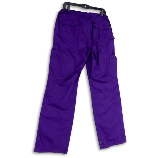 NWT Womens Purple Flat Front Cargo Pockets Stretch Scrub Pants Size Large image number 2