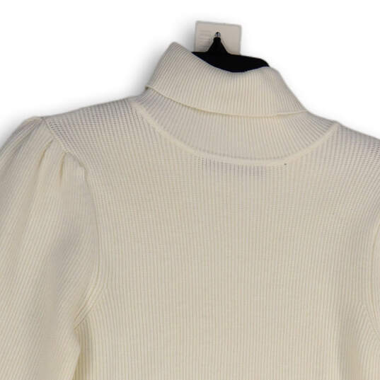 NWT Womens White Knitted Long Sleeve Turtleneck Pullover Sweater Size M image number 1