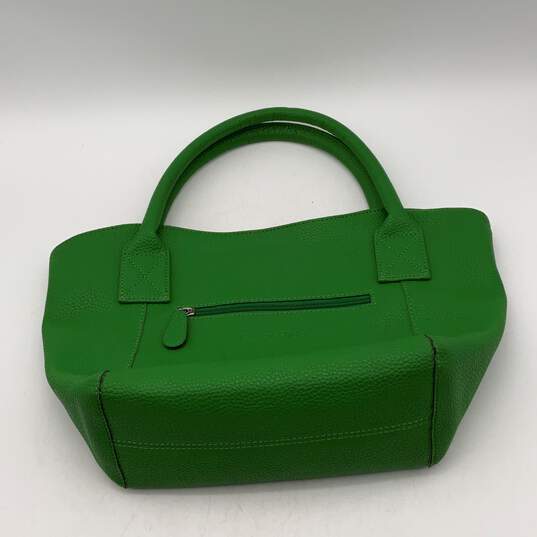 Womens Green Leather Pockets Magnetic Double Handle Tote Bag image number 2