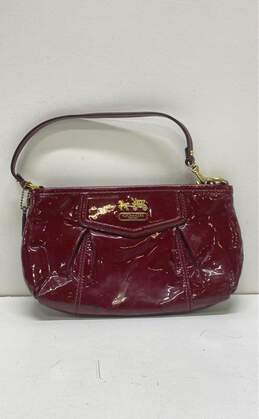 COACH Burgundy Patent Leather Zip Clutch Wristlet Bag