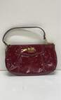 COACH Burgundy Patent Leather Zip Clutch Wristlet Bag image number 1