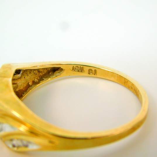 10k Yellow Gold Wavy Diamond Accent Ridged Ring 3.2g image number 5