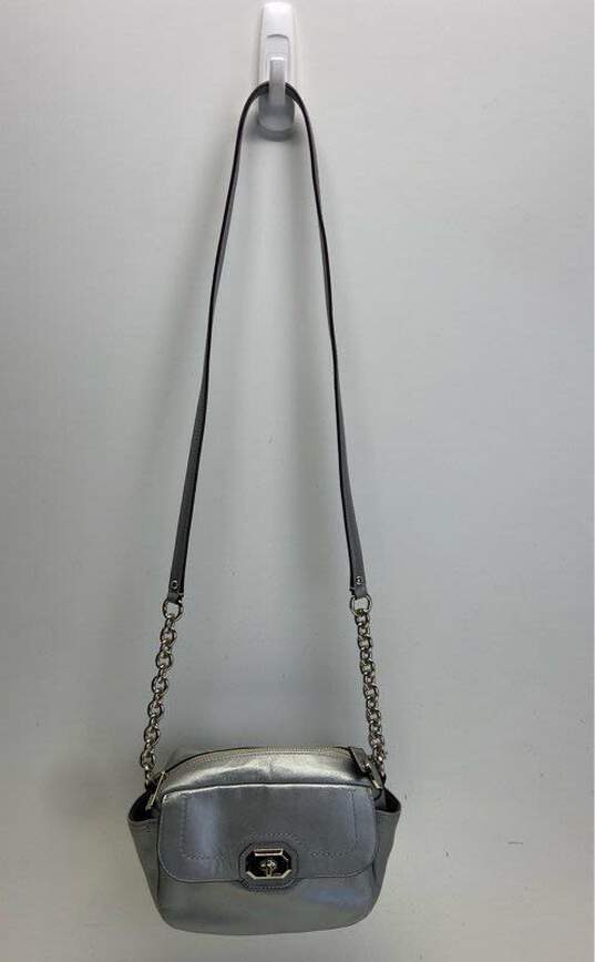 Coach Campebell Turnlock Leather Small Crossbody Silver image number 1