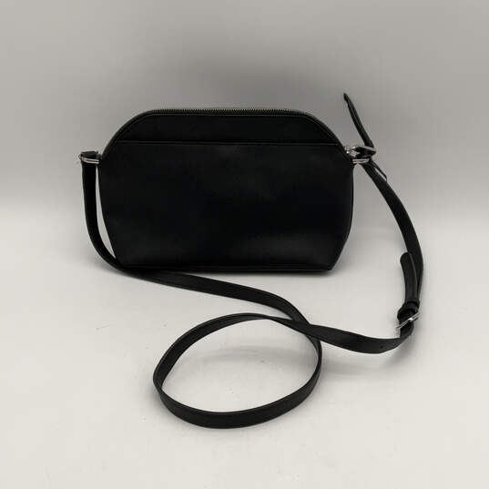 Womens Black Leather Inner Pocket Adjustable Strap Zipper Crossbody Bag image number 2