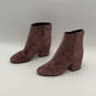 Womens Taye Pink Velvet Almond Toe Side Zip Block Heel Ankle Booties Size 8 image number 3