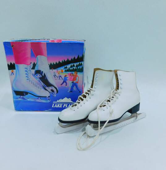 Lake Placid Model 685 Women's Size 9 White Ice Skates IOB image number 1