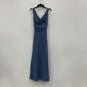 NWT Womens Blue Sleeveless V-Neck Back Zip Maxi Dress Size 6 image number 1