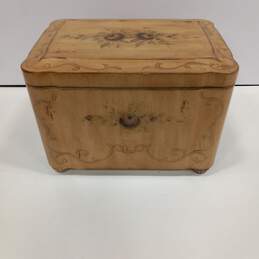 Ethan Allen Floral Motif Wood Footed Decorative Box