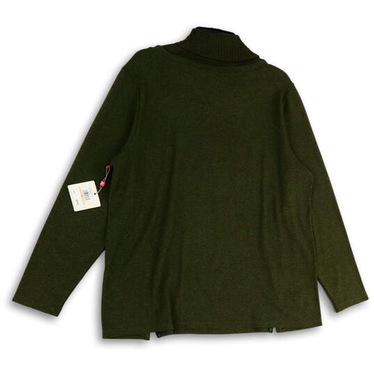 NWT Womens Green Turtleneck Long Sleeve Tight-Knit Pullover Sweater Sz 2XL image number 2