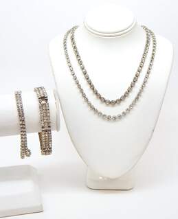 Vintage Silvertone Icy Rhinestones Necklaces & Multi Strand & Bars Bracelets
