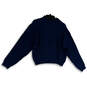Womens Blue Knitted Long Sleeve Mock Neck Pullover Sweater Size Medium image number 1