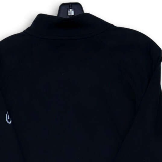 Mens Black Mock Neck Heat Gear Quarter-Zip Long Sleeve Activewear Top Size L image number 4
