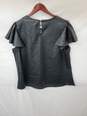 Wm Marc New York Andrew Marc Leather Truffle Flutter Sleeves Top Sz 1x image number 2