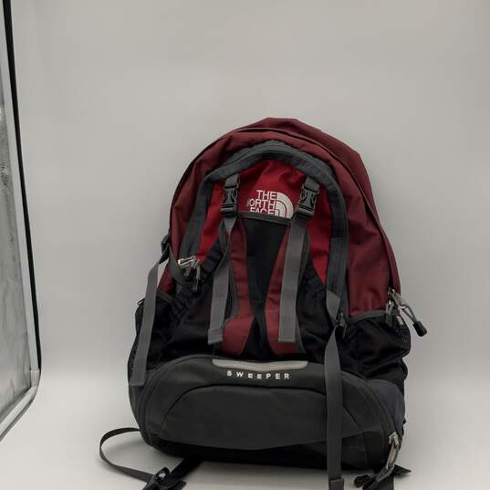 The North Face Unisex Sweeper Red Adjustable Padded Strap Zip Pockets Backpack image number 1