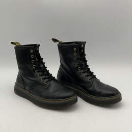 Unisex Zavala Black Yellow Leather Lace Up Round Toe Combat Boots Sz M7 W8 alternative image