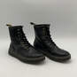 Unisex Zavala Black Yellow Leather Lace Up Round Toe Combat Boots Sz M7 W8 image number 2