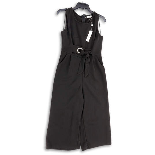 NWT Womens Black Round Neck Sleeveless Pockets One-Piece Jumpsuit Size S image number 1