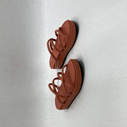 NWT Womens Orange Open Toe Slip-On Platform Strappy Sandals Size 6.5