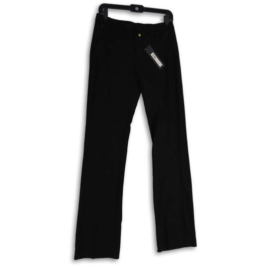 NWT Womens Black Flat Front Zipper Pocket Straight Leg Dress Pants Size 6 image number 1