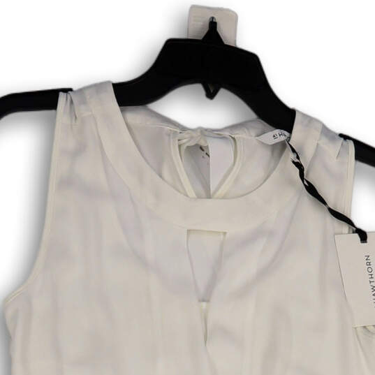 NWT Womens White Tie Neck Back Sleeveless Pullover Blouse Top Size XS image number 3