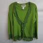 Vintage bright green crochet cardigan sweater set women's L image number 1