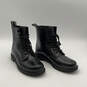 Womens Black Tavie Lug Sole Round Toe Lace-Up Ankle Rain Boots Size 11 image number 2