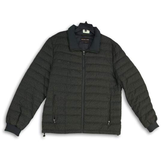 Michael Kors Mens Green Mock Neck Long Sleeve Full-Zip Quilted Jacket Size L image number 1