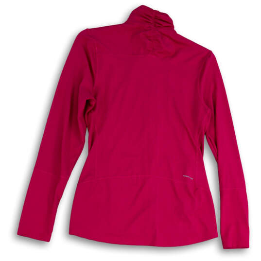 Womens Pink Mock Neck Long Sleeve Pockets Full-Zip Windbreaker Jacket Sz S image number 2