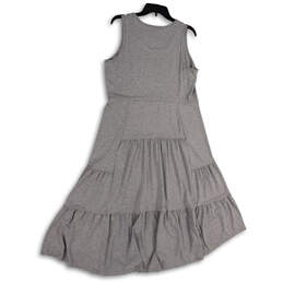 Womens Gray Sleeveless Round Neck Ruffled Hem A-line Dress Size Large alternative image