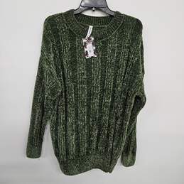Green Cable Knit Long Sleeve Sweater