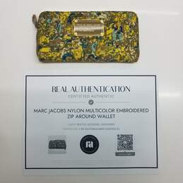AUTHENTICATED MARC JACOBS MULTICOLOR EMBROIDERED ZIP WALLET