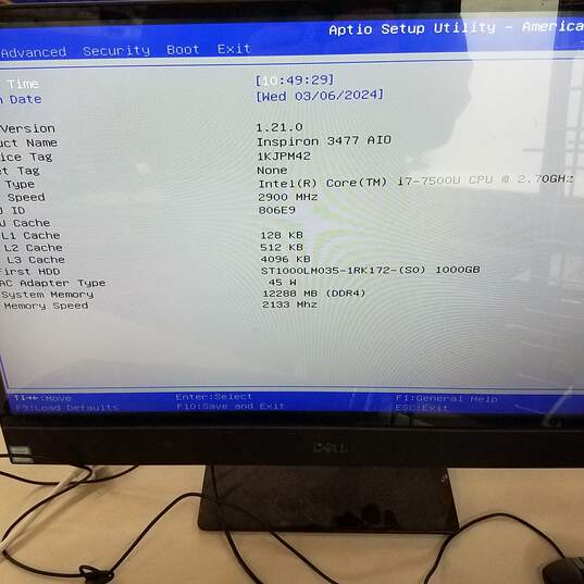 DELL Inspiron 3477 AIO 24in  Desktop PC Intel i7-7500U CPU 12GB RAM 1TB HDD image number 3