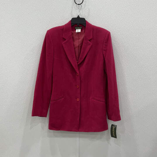 NWT Womens Pink Long Sleeve Notch Lapel Pockets Three Button Blazer Size 12 image number 1
