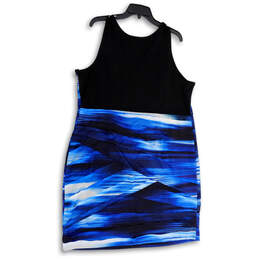 Womens Blue Black V-Neck Sleeveless Layered Short Wrap Sheath Dress Size 22 alternative image