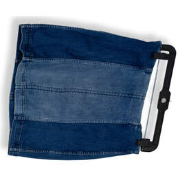 Womens Blue Denim Stretch Back Zip Flat Front Classic Mini Skirt Size 12