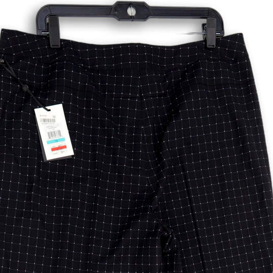 NWT Womens Black Check Flat Front Straight Leg Ankle Pants Size 16 image number 3