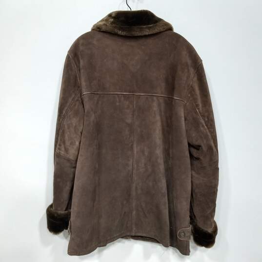 Dennis Basso Suede Faux Fur Trim Coat Women's Size L image number 5